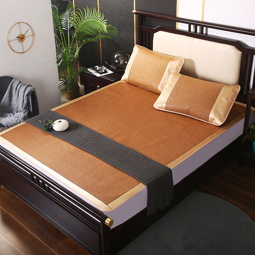 Summer Sleeping Rattan Bed Mat Foldable Nature Bamboo Cool Bed Mat +Pillowcase - Picture 21 of 29