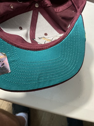 Vintage CCM NHL Anaheim Mighty Ducks großes Logo Druckknopflasche Mütze Kappe Wolle 20 JAHR SELTEN - Bild 9 von 14
