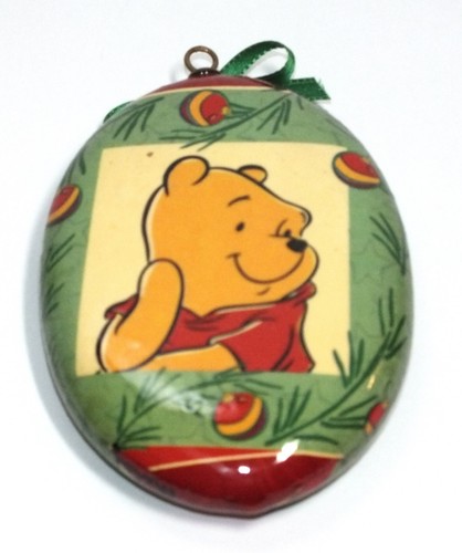 Vintage Disney Christmas Ornament Winnie The Pooh Paper Mache Style Oval D220 - Picture 21 of 24