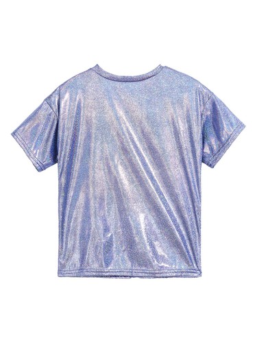 Girls Boys Metallic Short Sleeve T-Shirt Tops Sparkle Jazz Dance Performance Tee - Picture 43 of 96