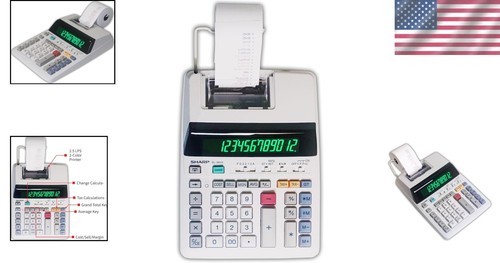 Professional 12-Digit Printing Calculator with Fluorescent Display, AC Powered - Picture 2 of 7