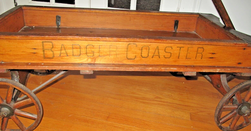 ANTIQUE WOODEN 'BADGER COASTER" WAGON, Ca. 1920 - Picture 2 of 19