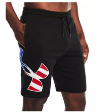 Under armour Freedom Shorts Mens Small UA Rival Fleece USA Flag Patriotic Black