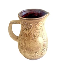 MCM Scheurich Keramik Ceramic Vase/Pitcher W Germany, Fruit Design 7" Tall