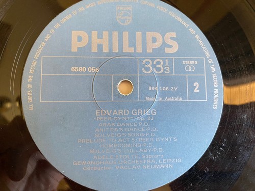 Edvard Grieg - Music For Ibsen's"Peer Gynt" 12” Vintage Vinyl Record VG+ - Picture 5 of 6