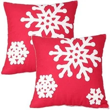 Elife Soft Square Christmas Snowflake Home Decorative Canvas Cotton Embroidery