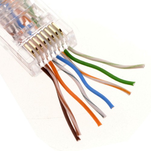 100X RJ45 Cat 5/5e Cat6 EZ PASS-THROUGH Connector Ethernet Network Cable Plug UK - Picture 2 of 6