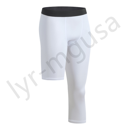 Men One Leg Cropped Trousers Running Tights Skinny Basketball 3/4 Sports Pant - Picture 8 of 14