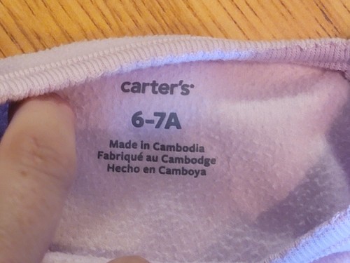 Carter’s Light Purple Long Sleeve Sleepwear Nightgown Girls Size 6/7 - Picture 2 of 3