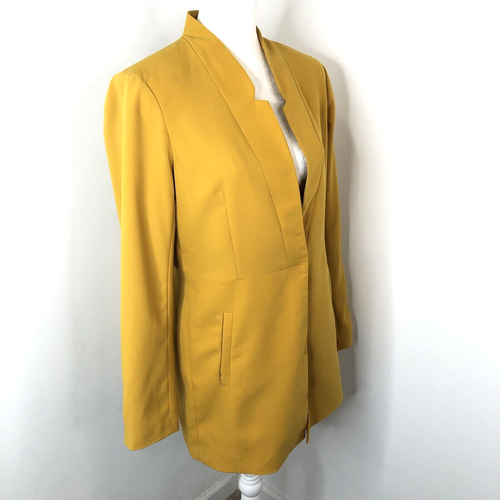 Rachel Zoe Womens Mustard Yellow Blazer Jacket Size M One Snap Front Office Core - Picture 5 of 15