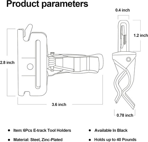 Wall Mount E-Track Tool Holders - Durable Solution for Trailer Organization - Imagen 4 de 8