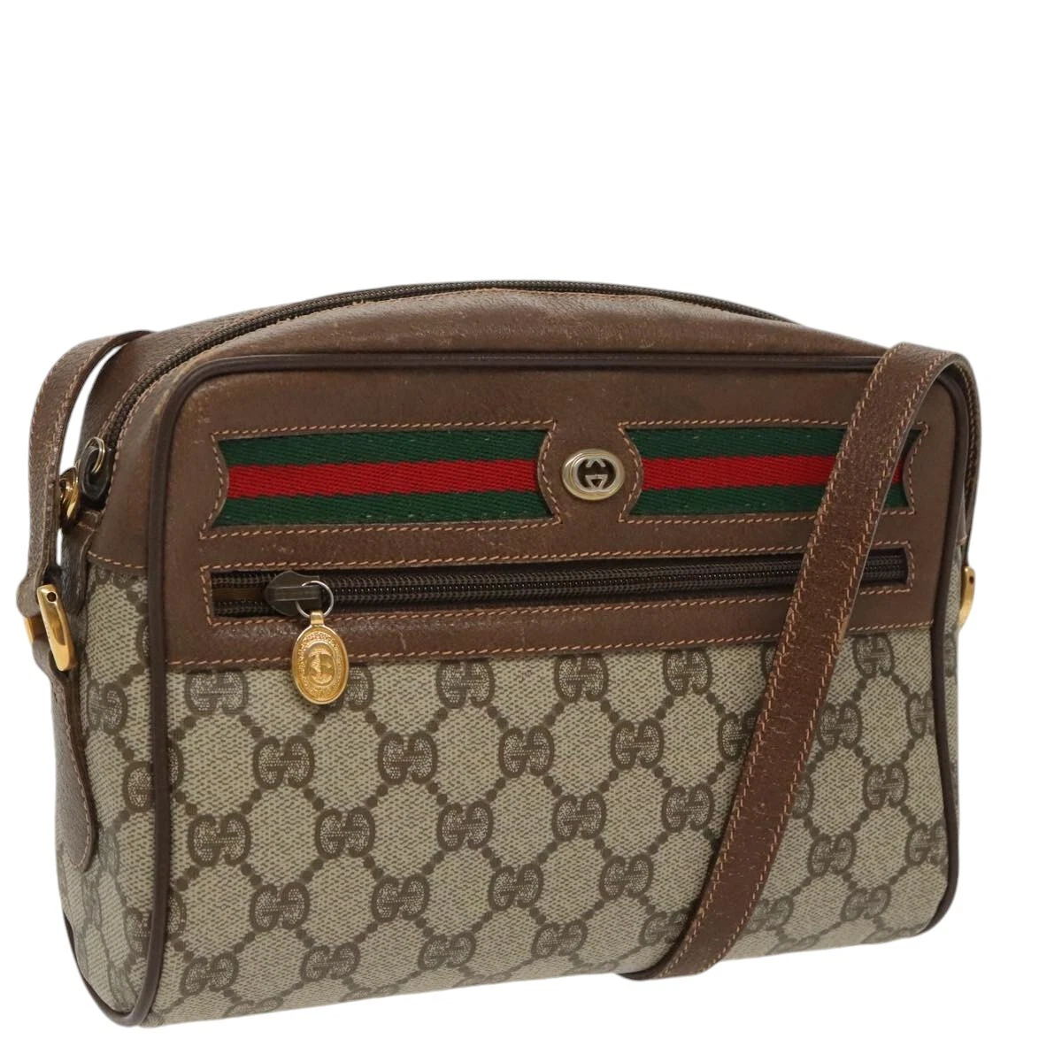 Sac à bandoulière GUCCI GG Supreme Web Sherry Line PVC beige 119 02 087 authentique 100147
