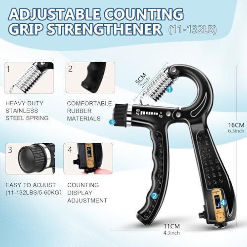 5-teiliges Grip Krafttrainer Set, Handgreifer Strengthener, Unterarmverstärker - Bild 2 von 8