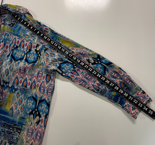 Jones New York Top Mujer 2X Azul Rosa Colorido Azteca Tribal Abotonada Carrera - Imagen 7 de 11