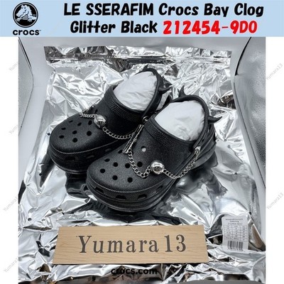LE SSERAFIM Crocs Bae Clog Glitter Black 212454-9DO Unisex Size | eBay