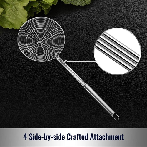 Hiware Solid Stainless Steel Spider Strainer Skimmer Ladle 5.4-Inch, Silver - Picture 4 of 7