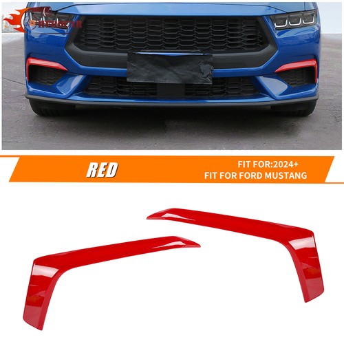 Both Side Red Front Bumper Grill Side Front Air Vent Trim For Ford Mustang 2024+ - Picture 2 of 12