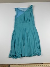 Mint Womens Medium Teal Sleeveless Dress Asymmetrical Mesh Overlay