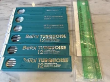 Vintage Berol & Eagle Turquoise Drawing Leads + WRICO Lettering Guide Set USA