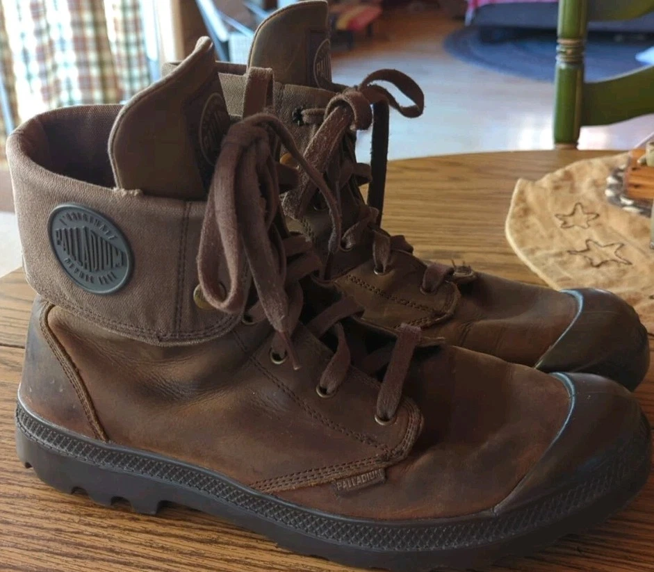 Botas de combate al tobillo de cuero paladio para hombre talla 11 marrón  Foto 3 de 4