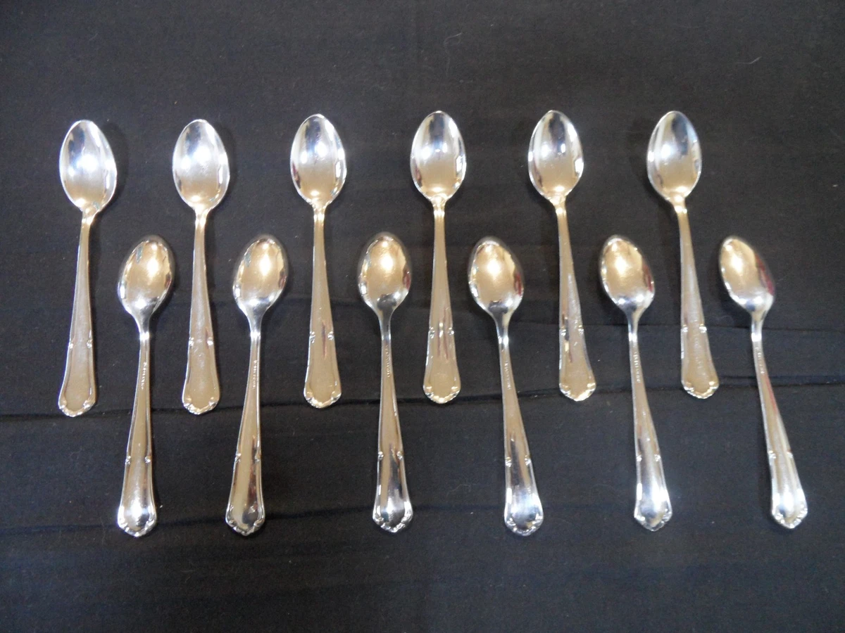 DEETJEN 12 cuillères a expresso moka métal argente très bel état 11 cm modèle ??