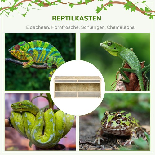 PawHut Terrarium für Reptilien Reptil Fütterungsbox mit Netzbelüftung Schiebetür - Bild 5 von 10