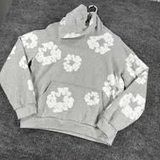 Denim Tears Hoodie Womens Medium Gray Cotton Wreath Graphic Pullover Streetwear