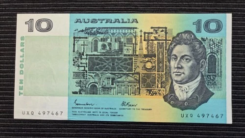 AUSTRALIA $10 Dollars 1985 Johnston/Fraser XF Banknote UXQ