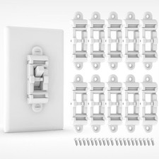 Child Proof Light Switch Cover Guard 10 Pack - Unbreakable Toggle White