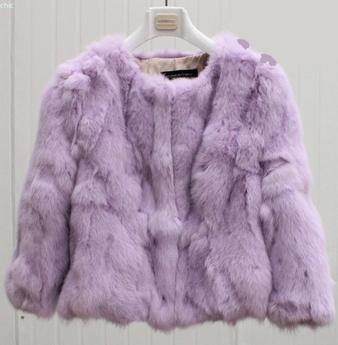 Echt Kaninchenfell Mantel Winter Oberbekleidung warme Jacken Damen dick RUNDHALSAUSSCHNITT Mode - Bild 6 von 32