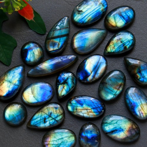 20 Stck. 204 kt Natürlicher Labradorit Lose Cabochon Edelstein 16 x 10-29 x 6 mm #R-12880 - Bild 2 von 7