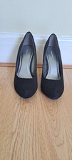 Ladies Graceland Black Faux Suede Court Shoes Size 39 Worn Once
