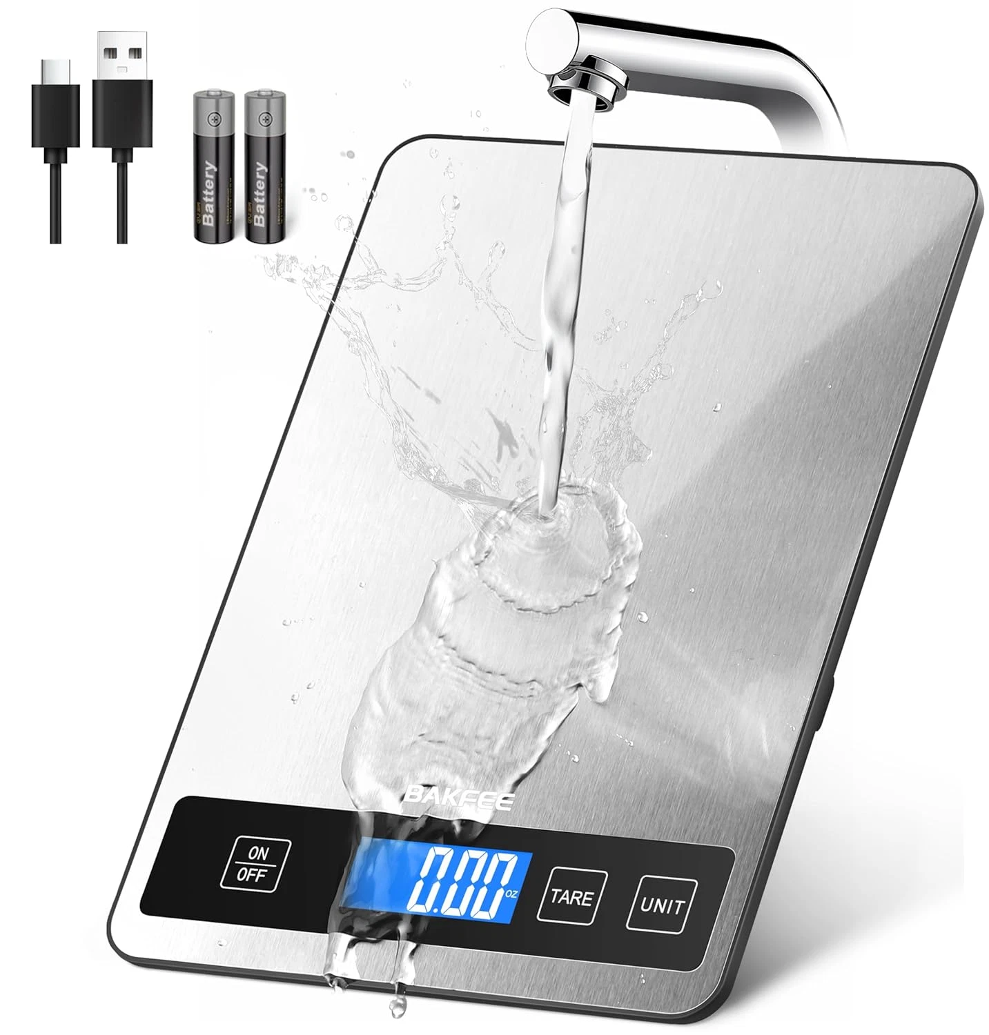 bascula cocina digital recargable 15kg 33lb lcd completo gramos onzas usbc acero
