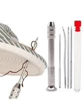 Leather Sewing Needles Kit: Awl & 4pcs Heavy Duty Needles for Canvas/Tent - NEW
