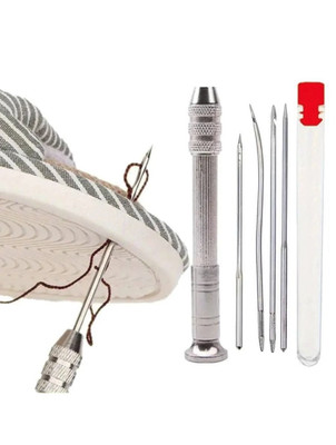 Leather Sewing Needles Kit: Awl & 4pcs Heavy Duty Needles for Canvas/Tent - NEW