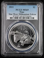 2021 Niue $2 Star Wars Millennium Falcon 1 oz Silver PCGS MS 69 | UNC BU
