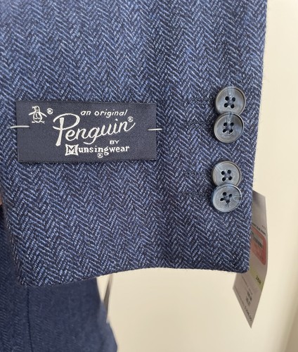 Penguin Mens Two Button Blazer Blue Tweed Wool Cotton Sport Coat Jacket 38R - Picture 6 of 11