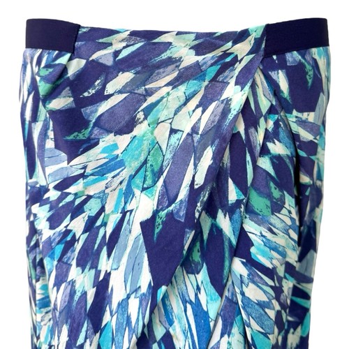 ELIOT Womens 2 Mini Skirt Silk Abstract Ruched Above Knee Flowy Casual Unique - Picture 11 of 19