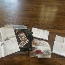 Dimensions Gold Collection Santa's Journey Stocking Cross Stitch Kit Started