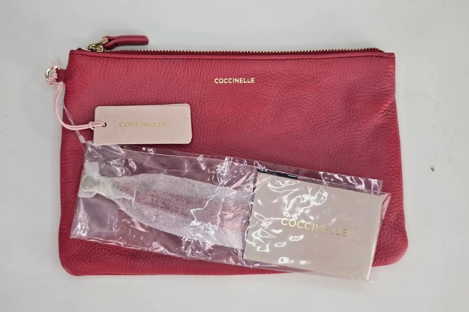 Coccinelle Women’s Wristlet Clutch Bag Light Coral Italian Pebbled Leather NEW - Image 3 of 4