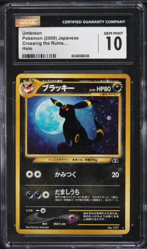 CGC 10 GEM MINT 2000 Pokemon Japanese Neo 2 Holo Umbreon #197 Crossing the Ruins