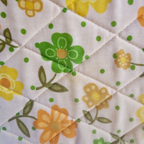 Set of 6 MCM Placemats & Napkins Quilted Floral Polka dot Yellow Orange Green - Picture 17 of 18