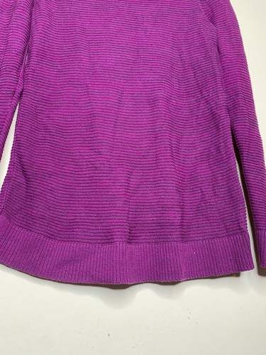 Ann Taylor Women's Size Medium Sweater Crew Neck Knit Ribbed Puple Long Sleeve - Picture 10 of 16