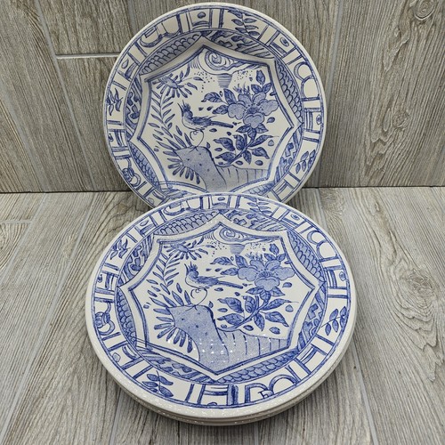 5er Set Faincerie de Gien Frankreich Oiseau Bleu Essteller 10 5/8"