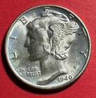 1940 US Mercury SILVER Dime "Philadelphia" Mint! Choice AU! Old US Coin!