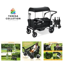 Foldable Stroller Wagon for 2 Kids,  All Terrain Wagon for Kids, Cart w/Remov...