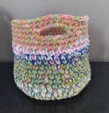 Crochet Handmade One of a Kind Scrap Yarn Basket