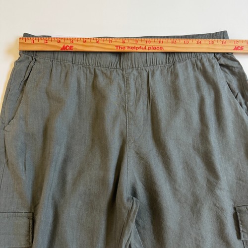 Onia Stretch Cargo Linen Jogger Army Green Mens Casual Large NWT Pants Pull On - Picture 10 of 15