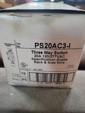Lot of 9 - Pass & Seymour legrand, 3 Way Switch Ivory 20A 120/277 VAC PS20AC3-1 