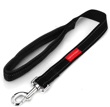  Short Dog Leash 23.6" Reflective Nylon Double Webbing Padded Handle Black
